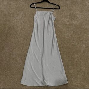 Aritzia Wilfred Free Silver/Gray Midi Satin Slip Dress